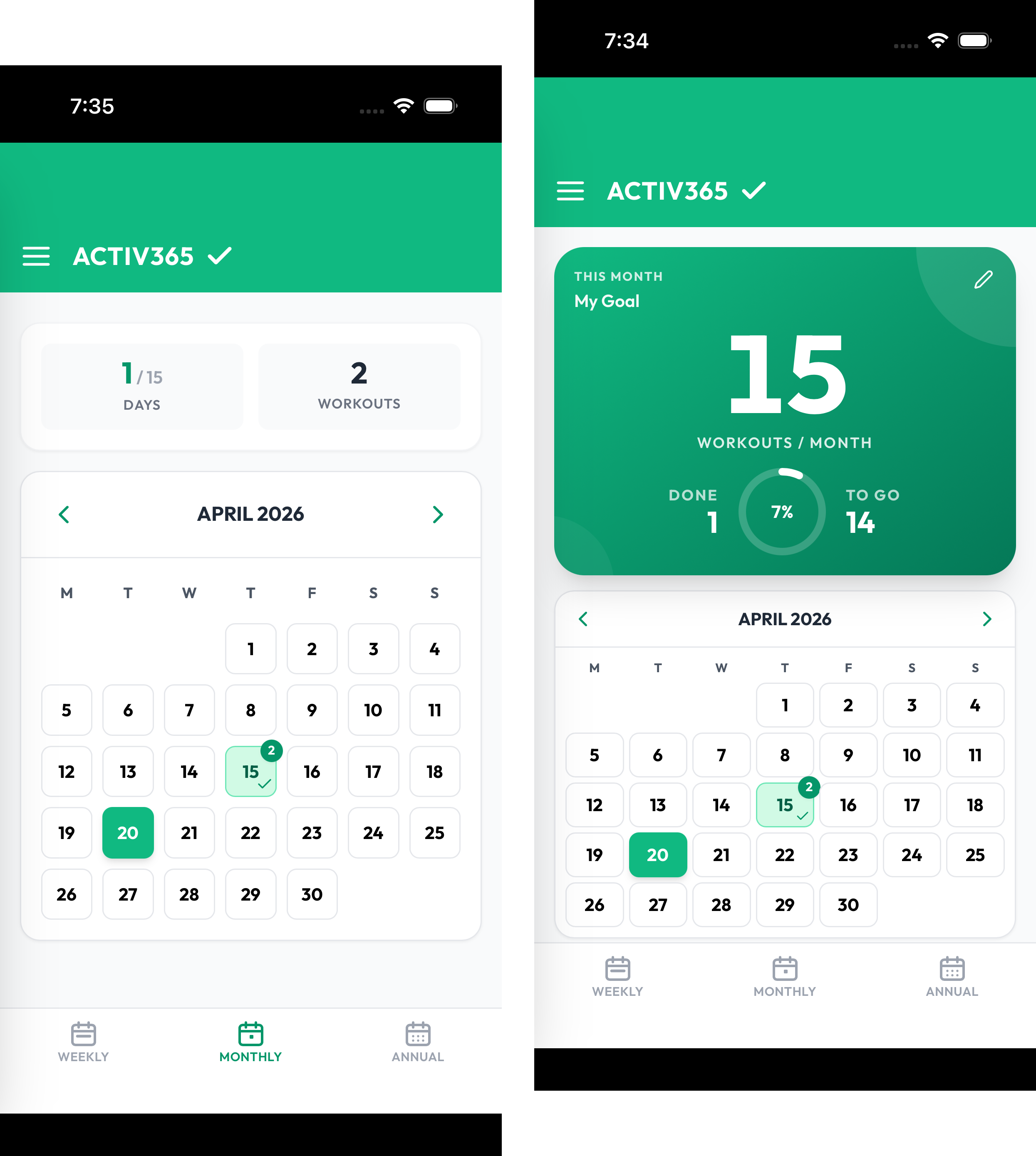Activ365 — Daily workout goal tracker iOS app