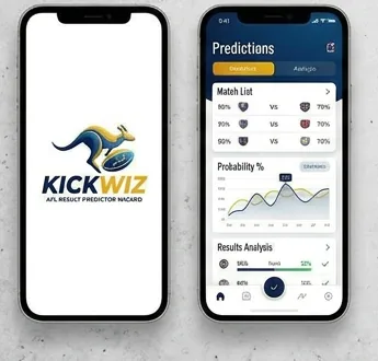 KickWiz iOS app — splash and predictions screen